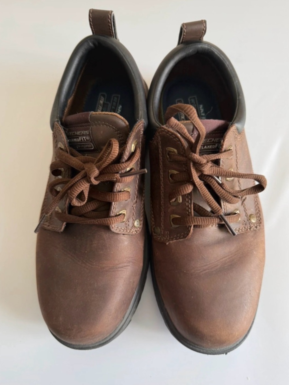 Skechers Brown Leather Lace-Up Oxfords